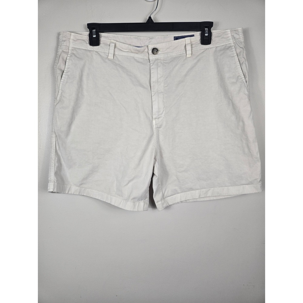 Vineyard Vines Island Short Mens 40 Cream Khaki Stretch Cotton Flat Front 7in